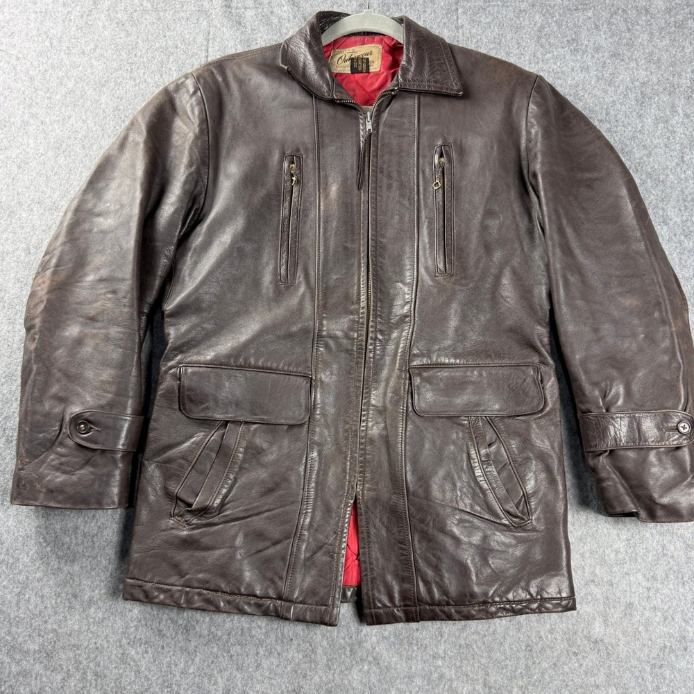 Vintage 50s Sears Hercules Horsehide Leather Jacket Men L Brown Western